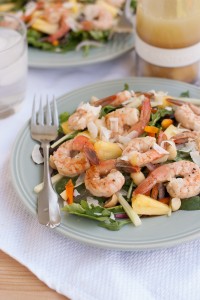 Grilled Shrimp Salad With Pina Colada Vinaigrette PineappleandCoconut.com #saladzinger #sweetrelish #zinganything (10)