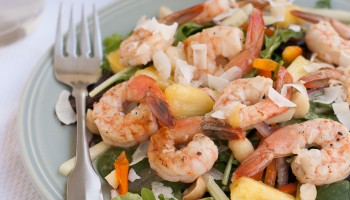 Grilled Shrimp Salad With Pina Colada Vinaigrette PineappleandCoconut.com #saladzinger #sweetrelish #zinganything (10)
