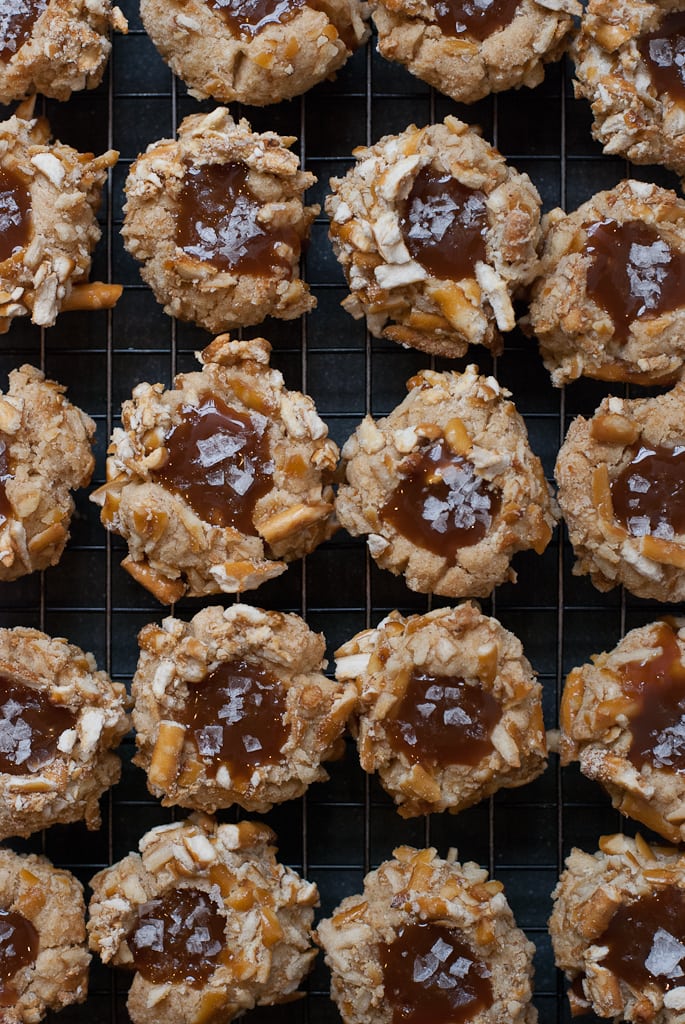 Brown Butter Salted Caramel Pretzel Thumbprints | Pineapple & Coconut