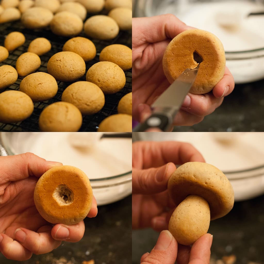 process of how to make the mushroom cookies