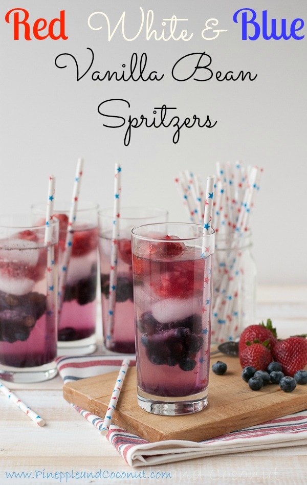 Red White And Blue Vanilla Bean Spritzer (Non-Alchoholic) #Holidayfoodparty www.pineappleandcoconut.com