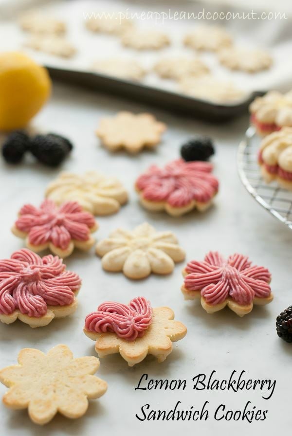 Lemon Blackberry Sandwich Cookies #leftoversclub | Pineapple and Coconut