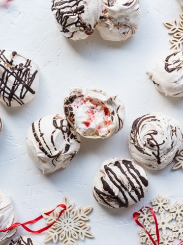 Dark Chocolate Swirled Peppermint Chip Meringue Cookies www.pineappleandcoconut.com #worldmarketribe #ad