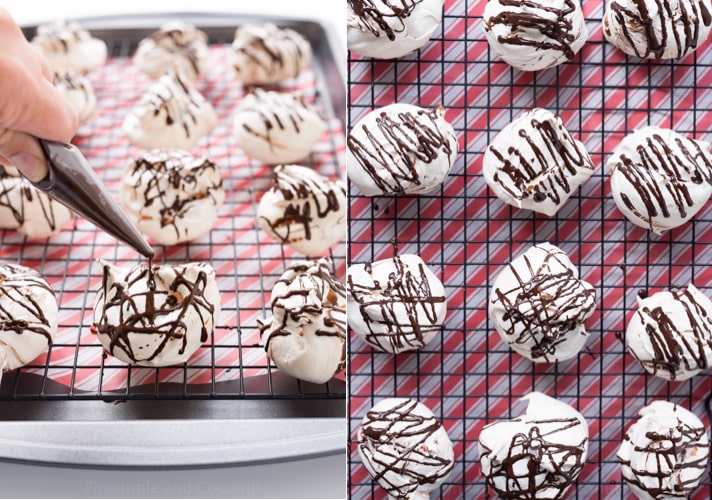 Dark Chocolate Swirled Peppermint Chip Meringue Cookies www.pineappleandcoconut.com #worldmarketribe