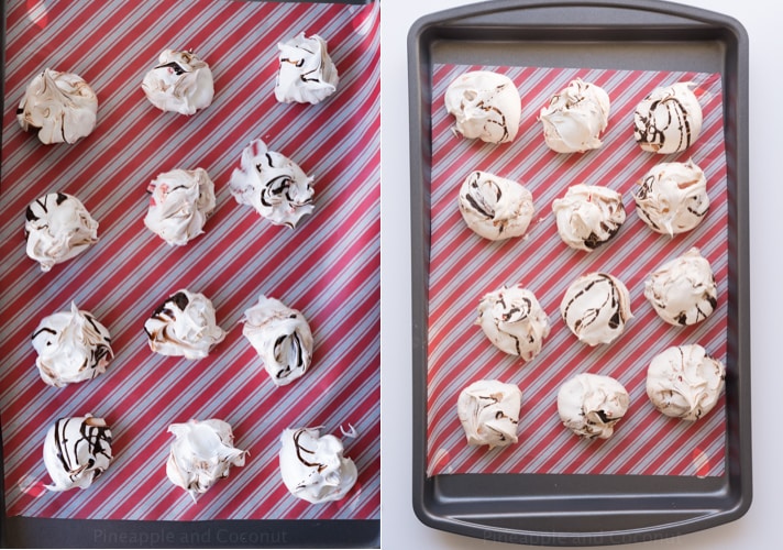 Dark Chocolate Swirled Peppermint Chip Meringue Cookies www.pineappleandcoconut.com #worldmarketribe