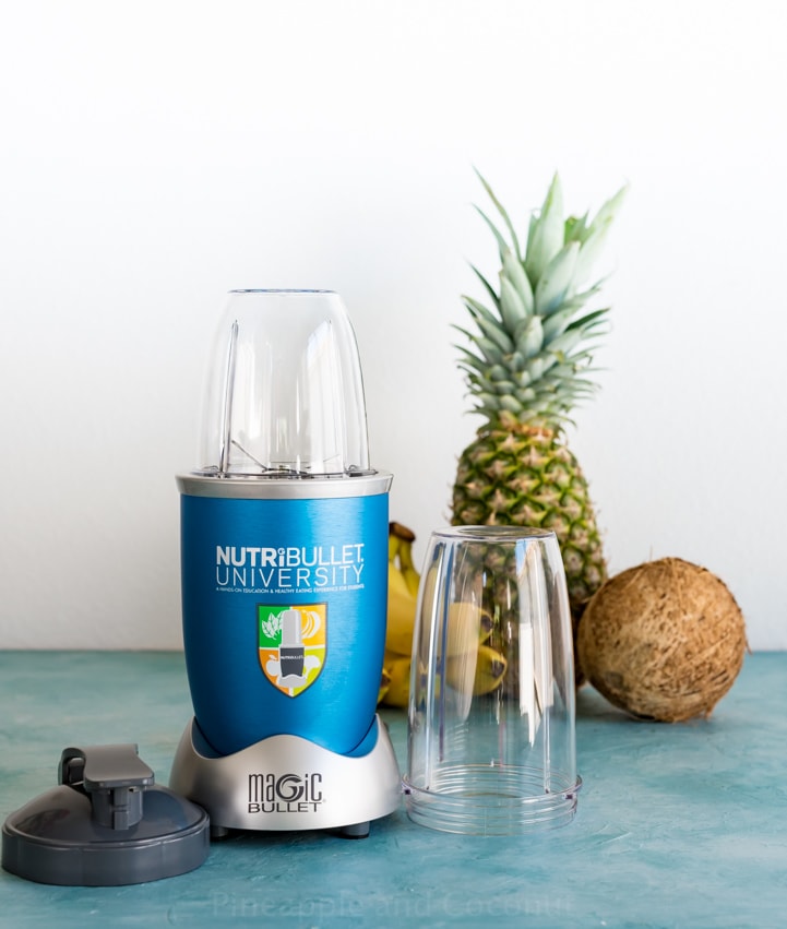 High Protein Banana Colada Smoothie #nutribulletuniversity #ad www.pineappleandcoconut.com 