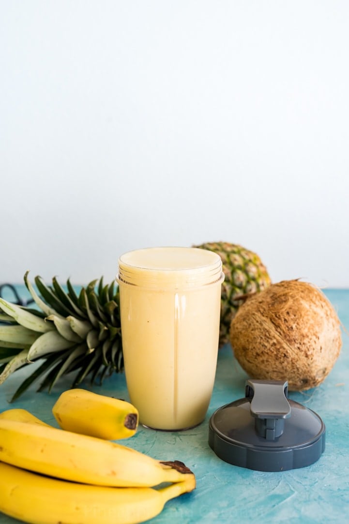 High Protein Banana Colada Smoothie Nutribulletuniversity Giveaway