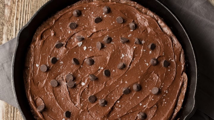 Guinness Stout Skillet Brownies with Salted Chocolate Guinness Frosting