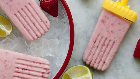 Strawberry Coconut Lime Popsicles