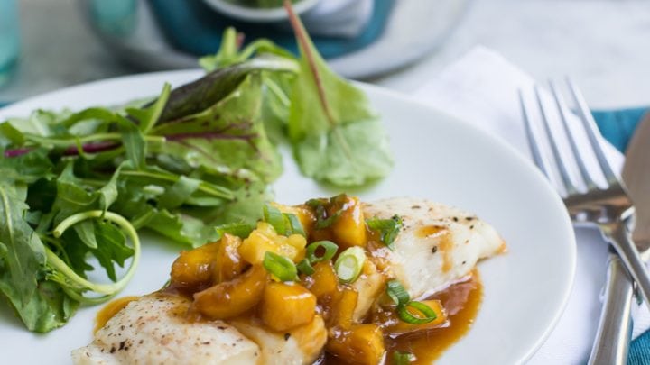 Halibut with Pineapple Soy Ginger Sauce