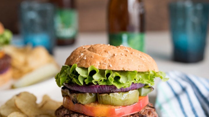 Blueberry Goat Cheese Grilled Bison Burgers