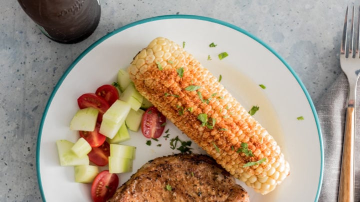 Grilled Pork Chops with Grilled Chile Lime Corn