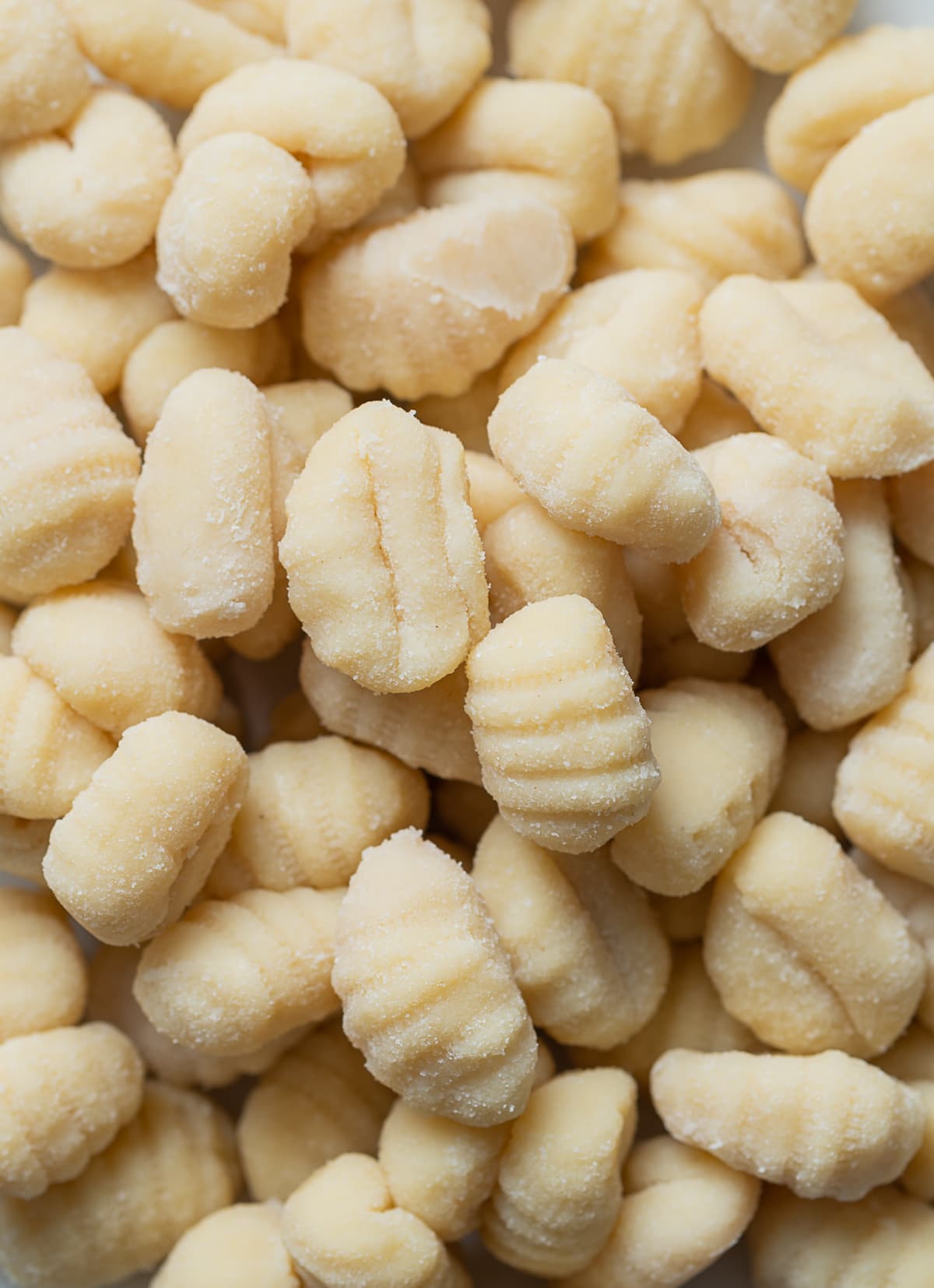 close up of potato gnocchi uncooked