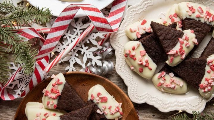 White Chocolate Dipped Peppermint Mocha Shortbread
