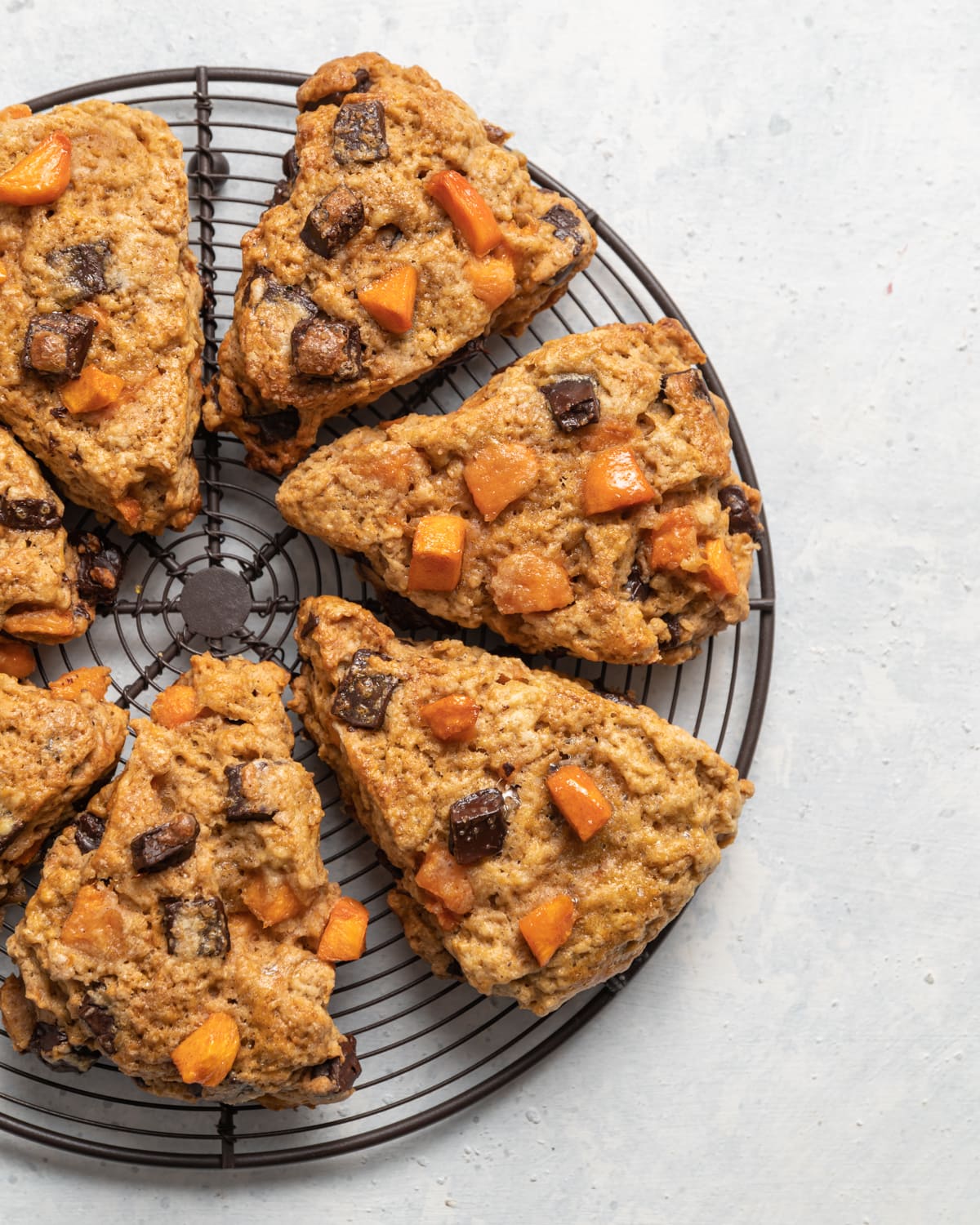 Dark Chocolate Chunk Persimmon Scones with Olive Oil