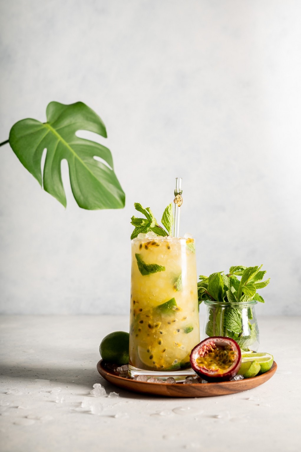 Citrus Passion Fruit Vodka Soda Cocktail Pineapple and Coconut