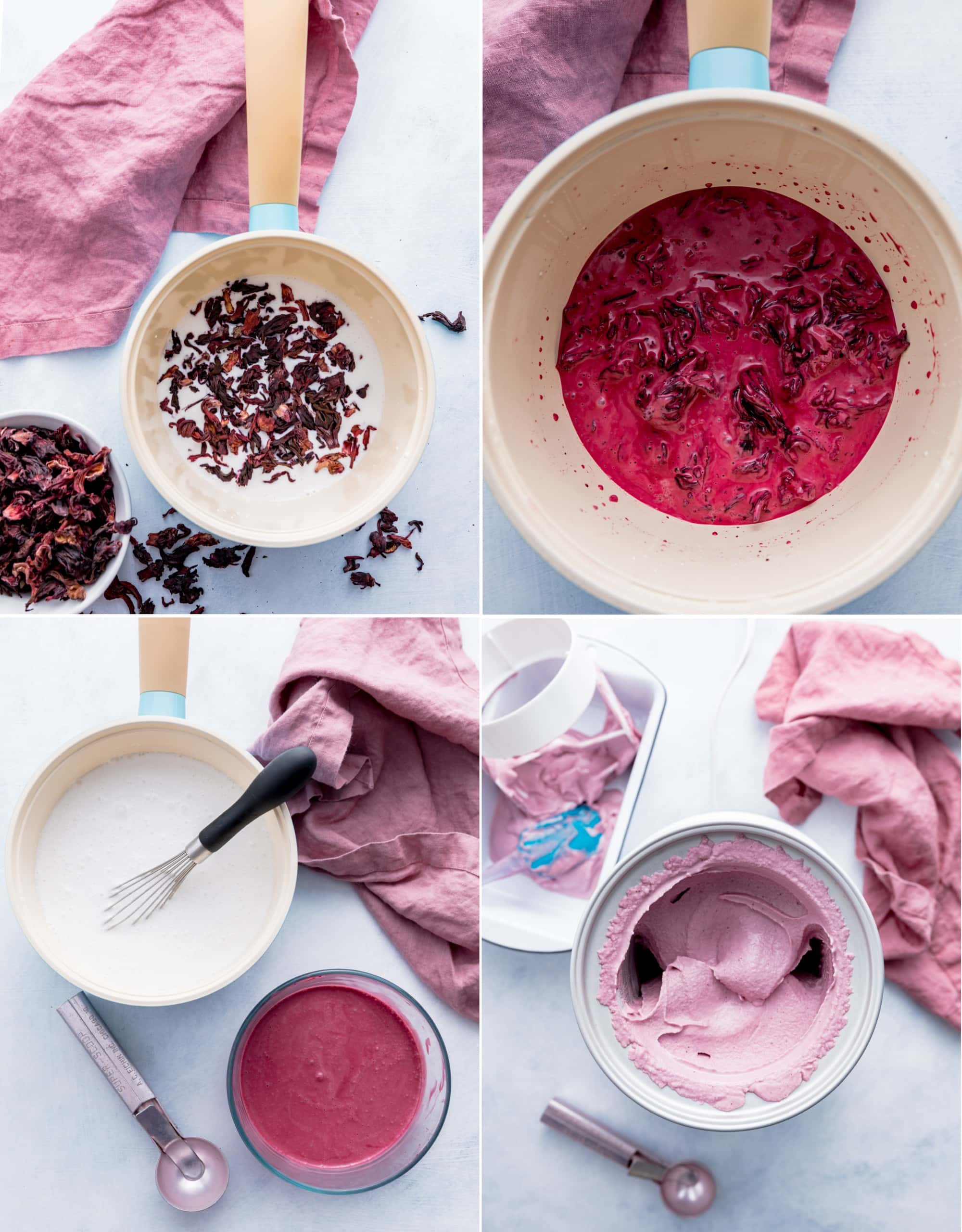Coconut Hibiscus Ice Cream Process collage scaled
