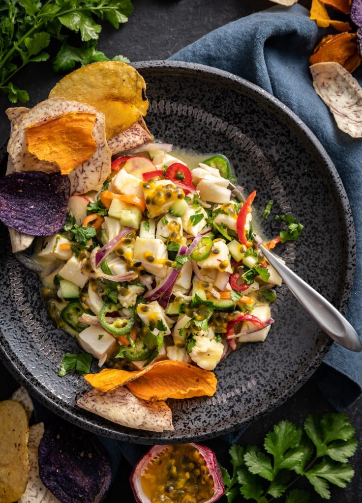 Halibut Passion Fruit Ceviche Pineapple and Coconut