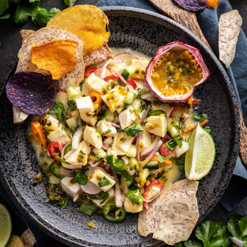 Halibut Passion Fruit Ceviche Pineapple and Coconut