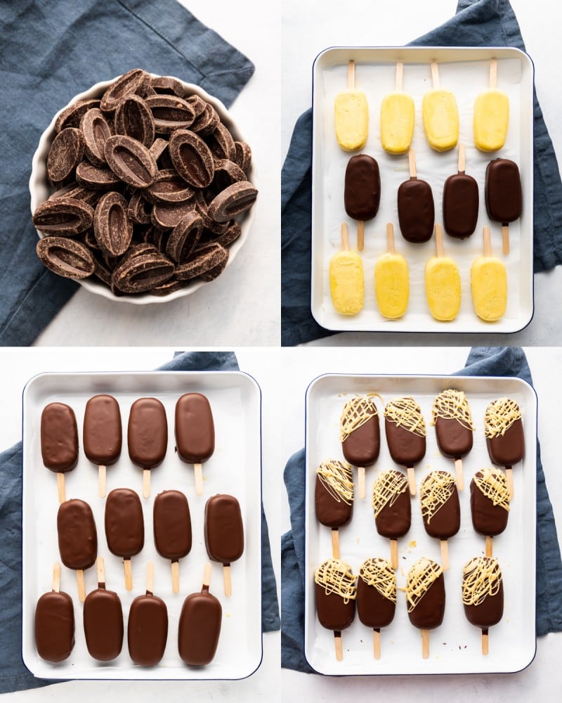 Dark Chocolate Dipped Passion Fruit Ice Cream Pops