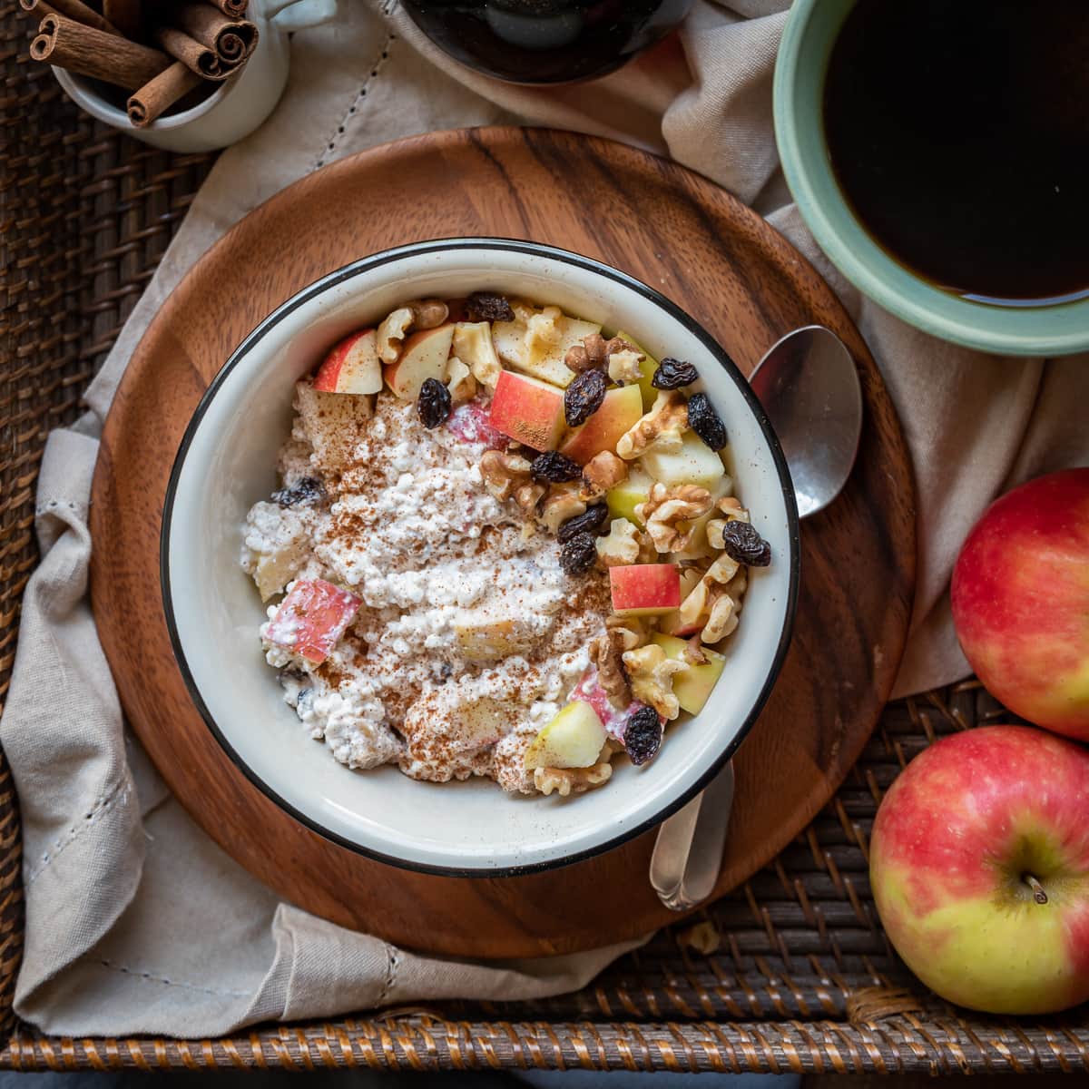 Apple Cinnamon Cottage Cheese Breakfast Bowls with Maple