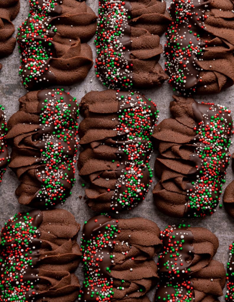 Chocolate Dipped Chocolate Viennese Butter Cookies