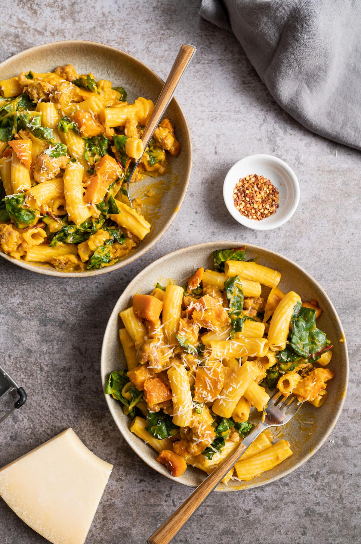 Roasted Honeynut Squash Pasta with Sausage and Chard 14