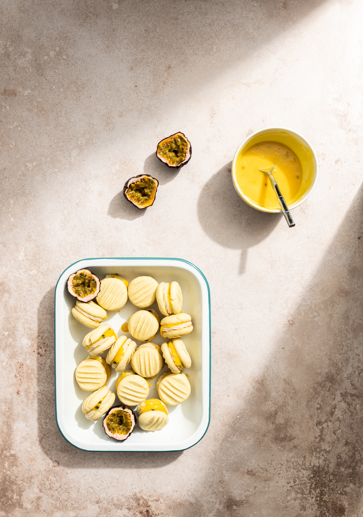 Passionfruit Melting Moments with Vanilla Buttercream and Passionfruit Curd