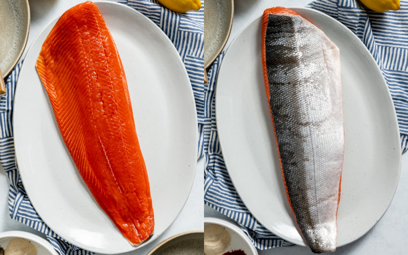 Whole raw sockeye salmon fillets