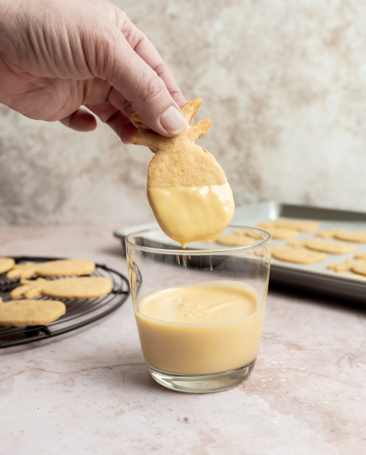 Chocolate Dipped Macadamia Nut Shortbread Cookies