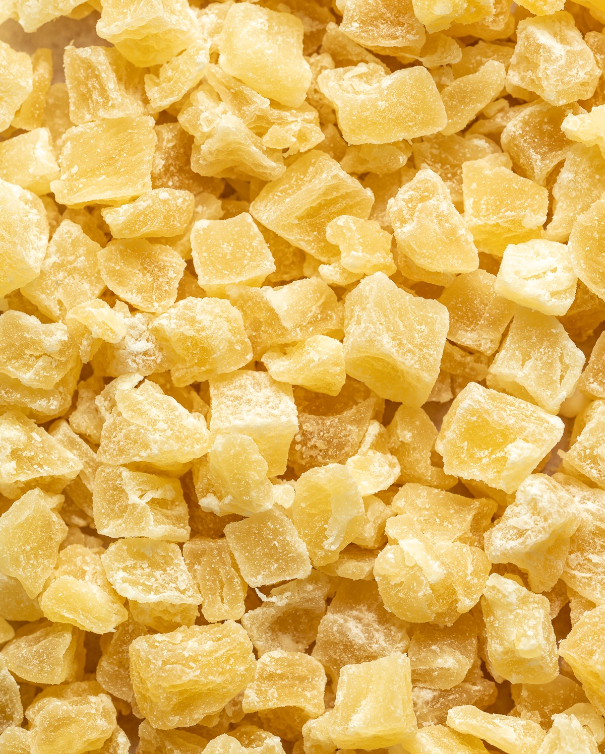 yellow dried sugared pineapple pieces