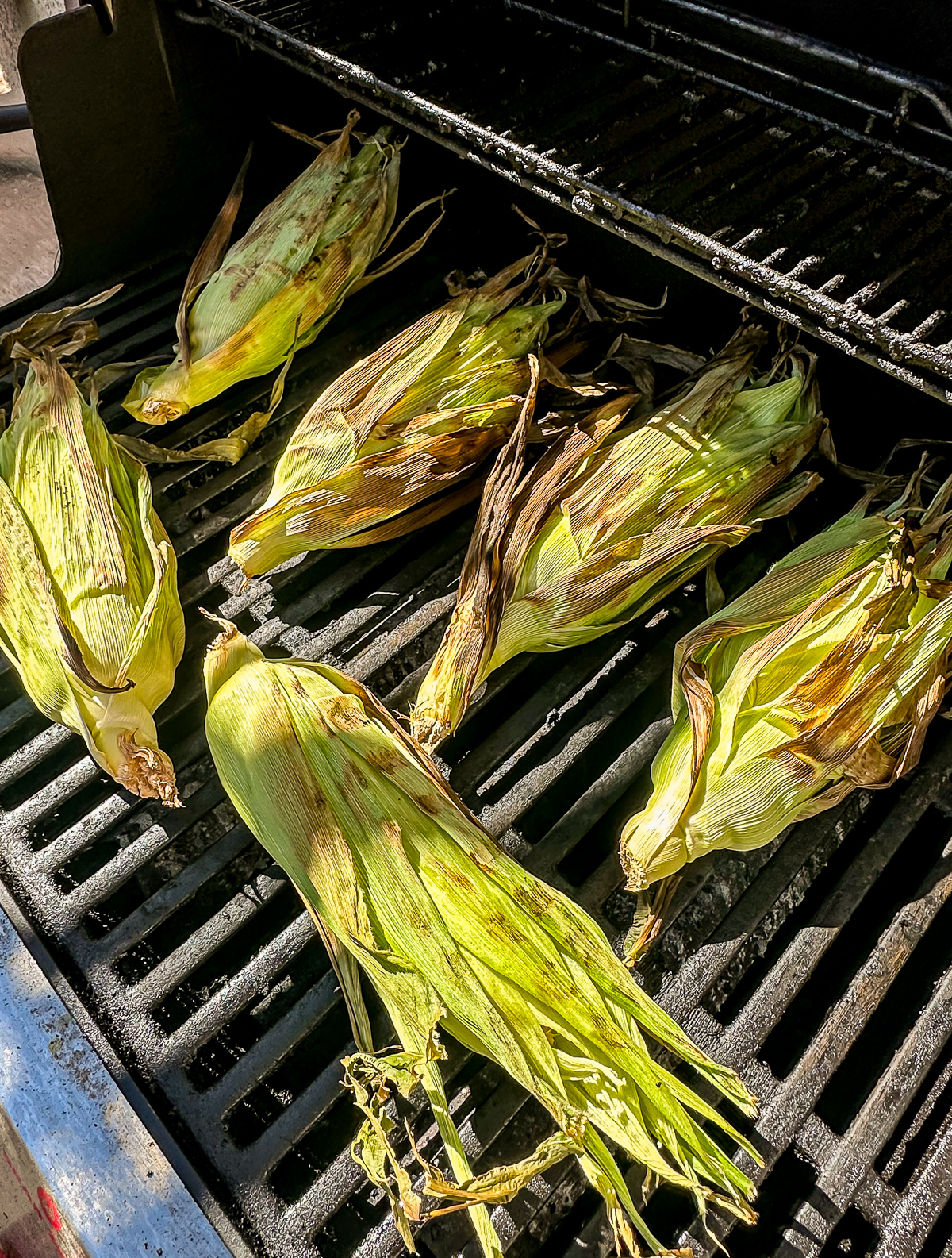 corn in husks on grill