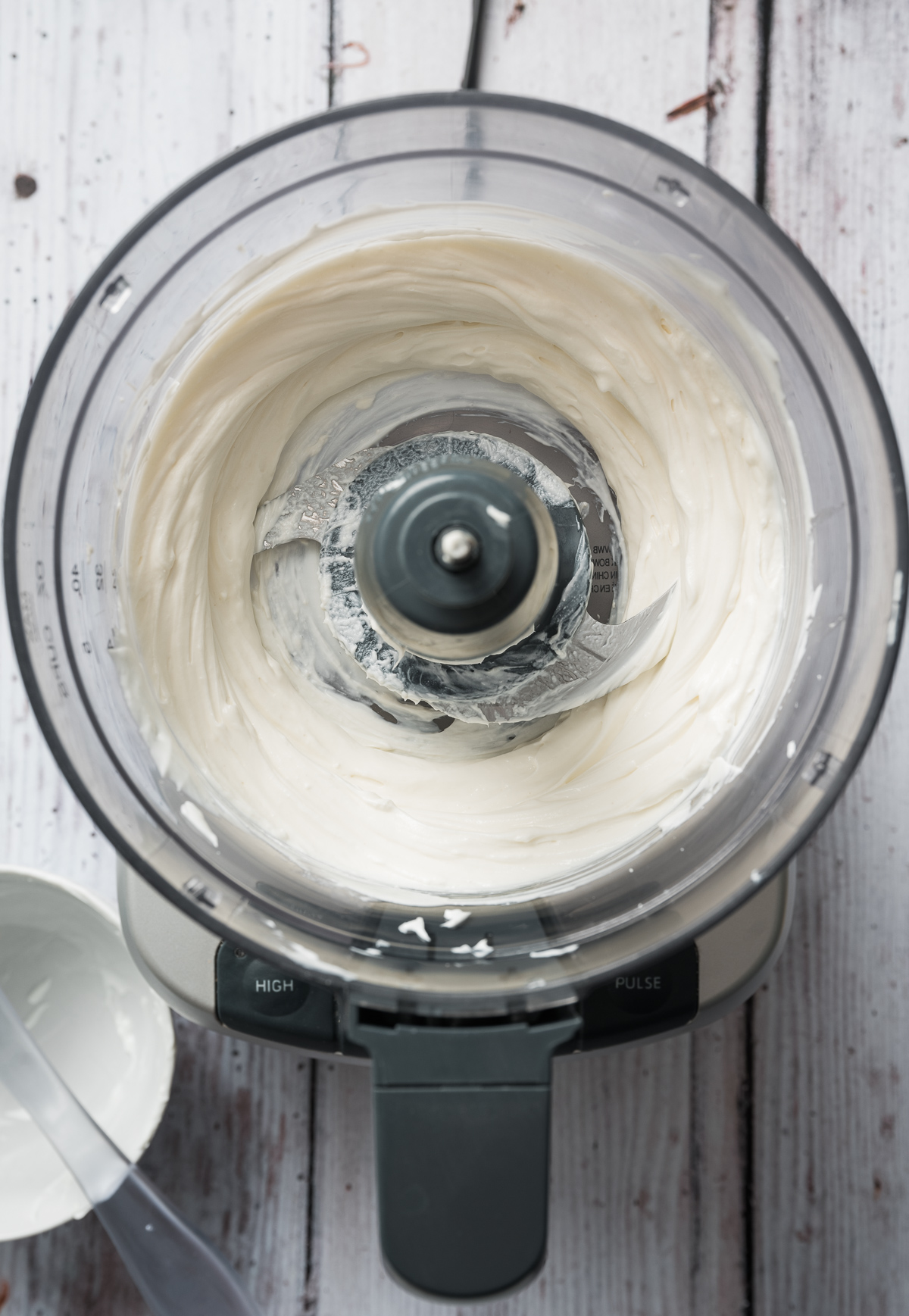 cream cheese and skyr mixed in a food processor