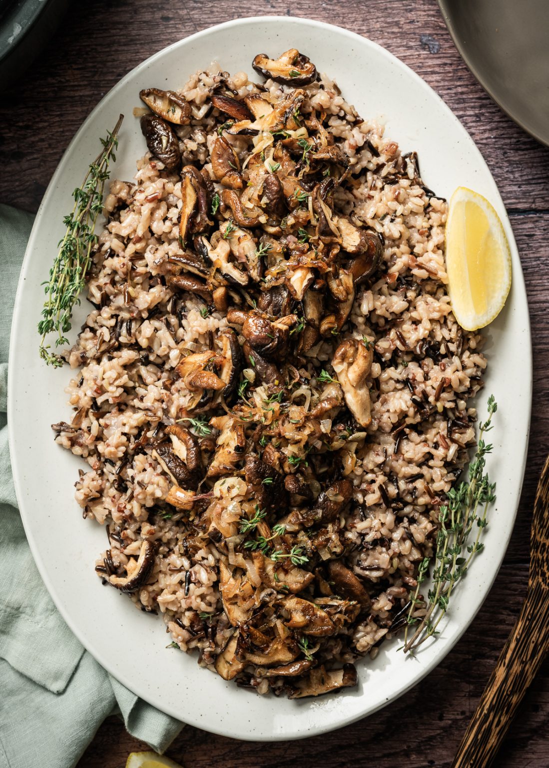 Mushroom Wild Rice with Caramelized Shallot Thyme Butter
