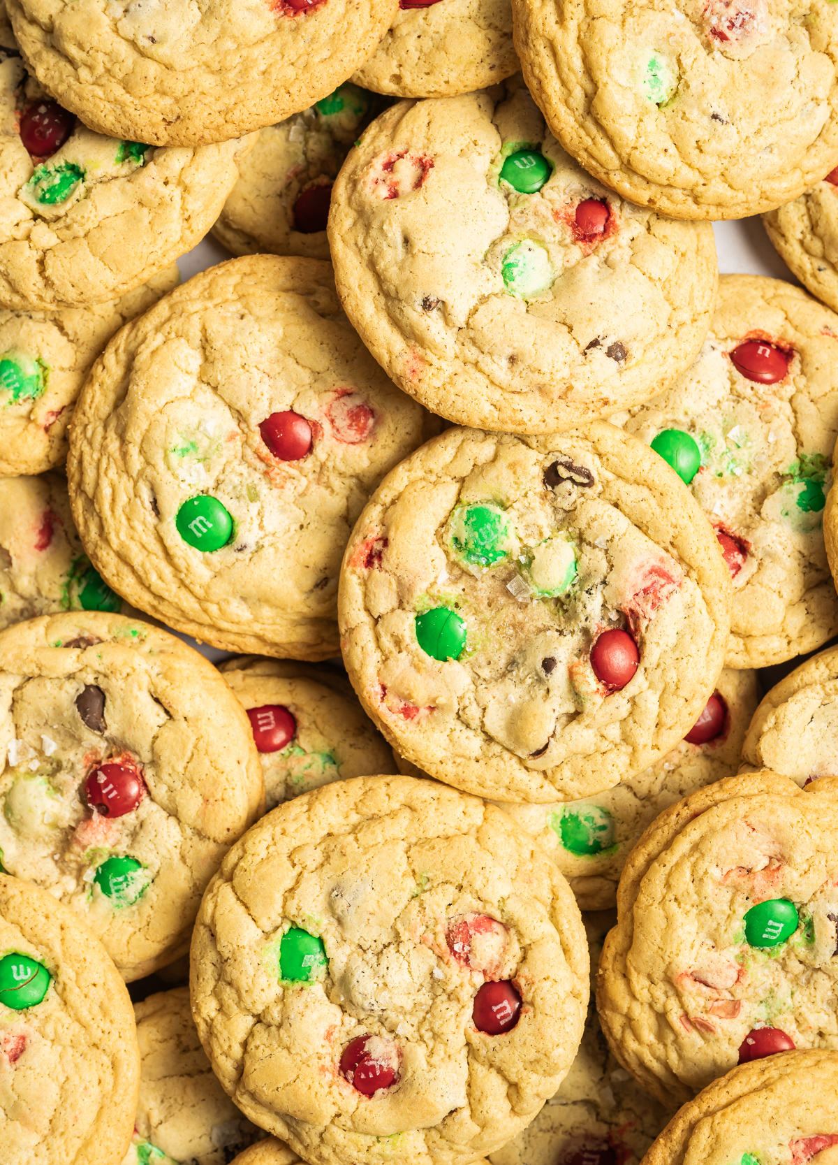 cookies with red and green M&Ms 