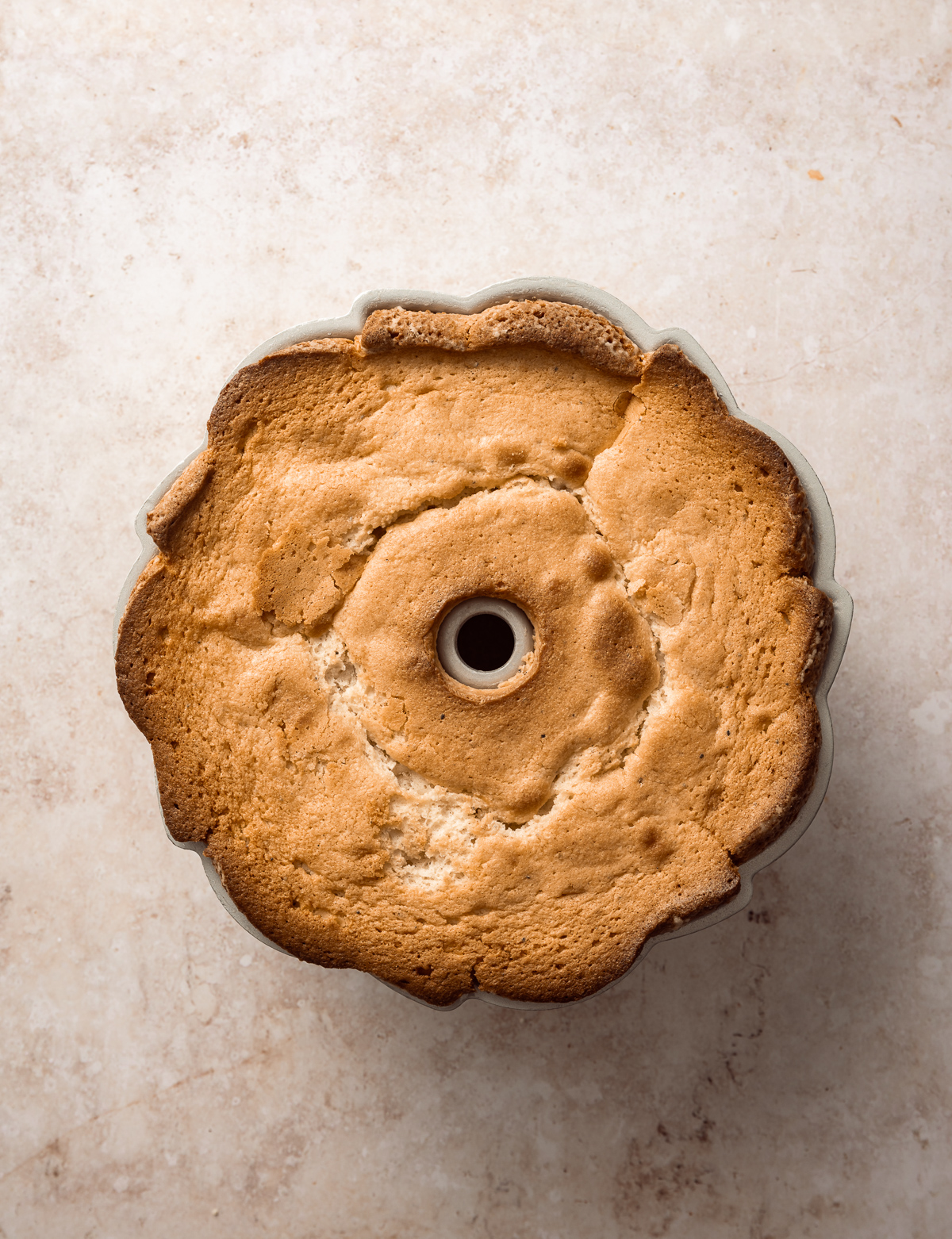 baked bundt cake in pan