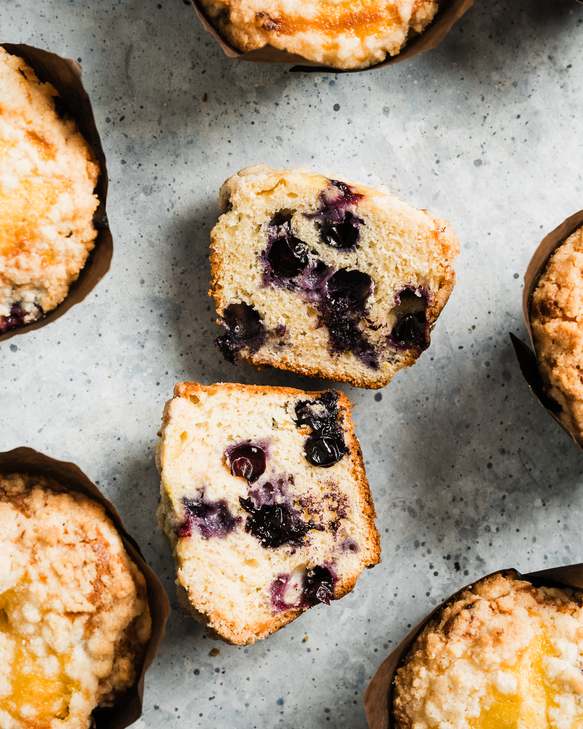 blueberry muffin cut in half